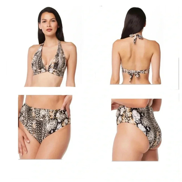 Bleu Rod Beattie Ring Banded Halter Bikini Top and Bottom - Picture 1 of 9